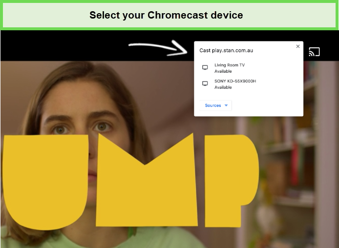  Wähle dein Chromecast-Gerät aus. 