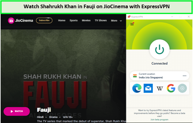 Guarda Shahrukh Khan in Fauji in - Italia -su-JioCinema-con-ExpressVPN 
