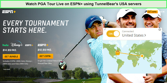  Regardez le PGA Tour en direct sur ESPN+ avec les serveurs américains de TunnelBear in - France 