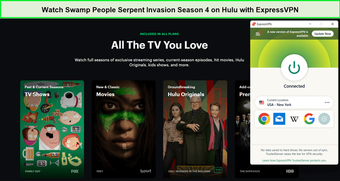  Bekijk Swamp People: Serpent Invasion seizoen 4 op Hulu. in - Nederland -met-expressvpn -met ExpressVPN 