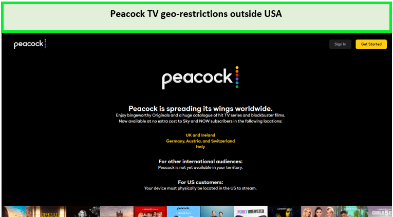  Restricciones geográficas de Peacock TV en España. 