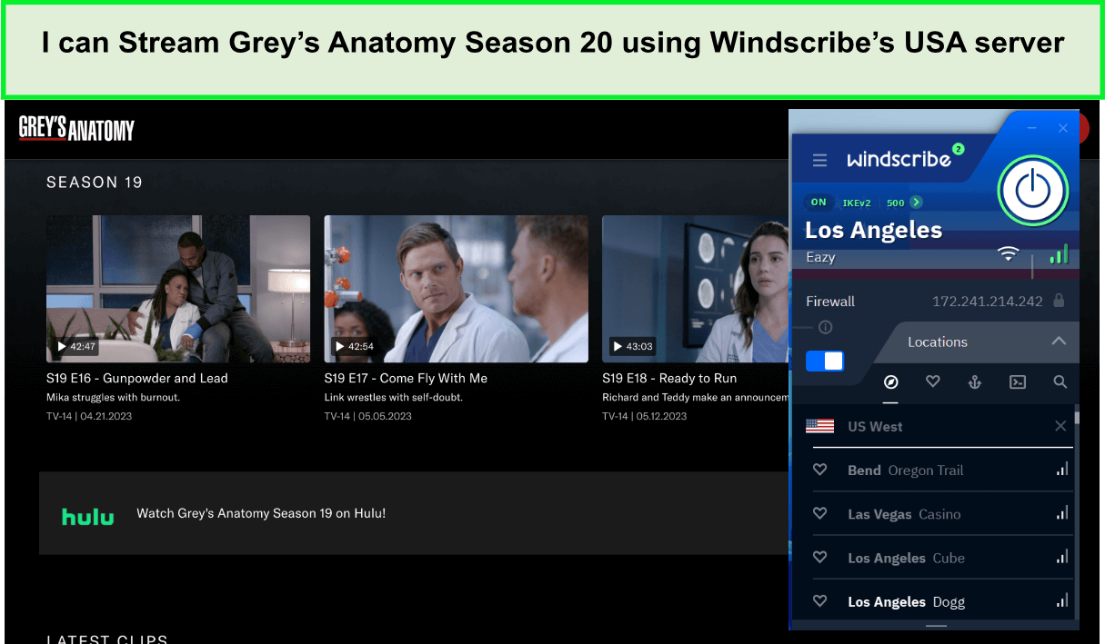 Puedo transmitir la temporada 20 de Grey's Anatomy utilizando el servidor de Estados Unidos de Windscribes en-Espana 