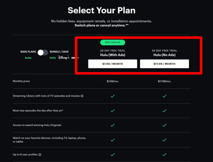  Elige el plan de Hulu para la prueba gratuita. in - Espana 