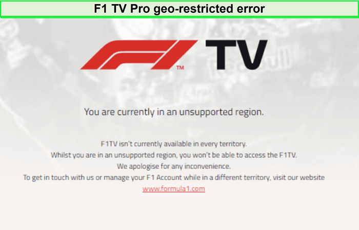  errore di restrizione geografica di f1-tv-pro in - Italia 
