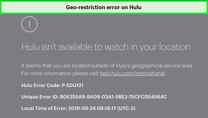 errore di restrizione geografica su Hulu in Italia 