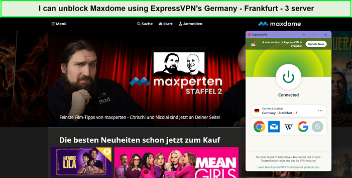 maxdome-unblocked-by-expressvpn-germany-server-in-Hong Kong