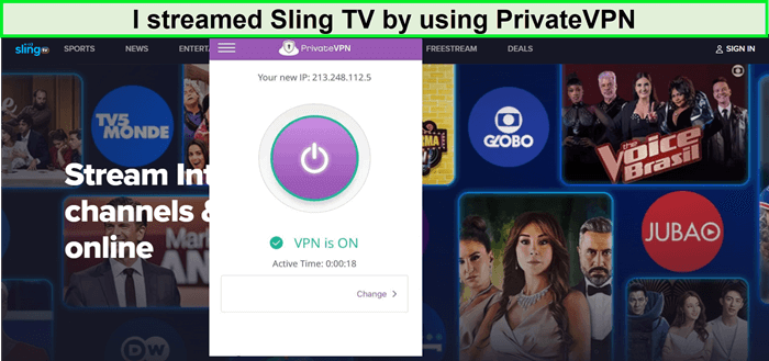 PrivateVPN funcionó con Sling TV in - Espana 