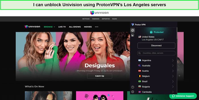 univision-unblocked-by-protonvpn-in-South Korea