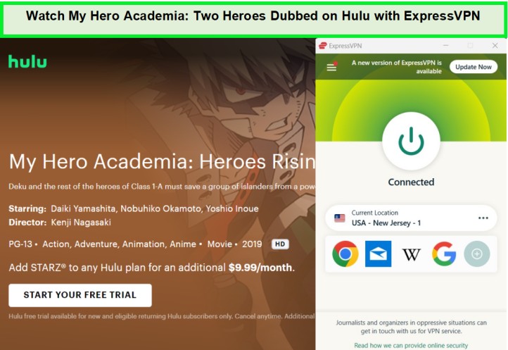 watch-my-hero-academia-two-heroes-dubbed-in-France-on-hulu-with-expressvpn