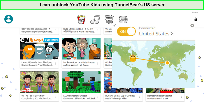 youtube-kids-unblocked-by-tunnelbear-in-Spain