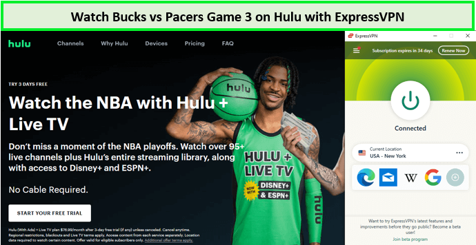 Watch-Bucks-vs-Pacers-Game-3-in-South Korea-on-Hulu-with-ExpressVPN