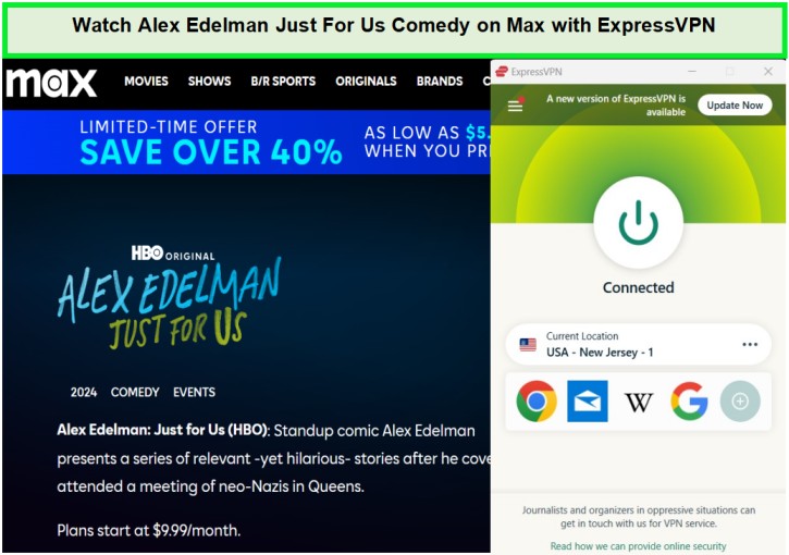 watch-alex-edelman-just-for-us-comedy-in-Spain-on-max-with-expressvpn